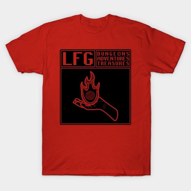 LFG Looking For Group Sorcerer Fireball Spell Spellcasting Dungeon Tabletop RPG TTRPG T-Shirt by GraviTeeGraphics